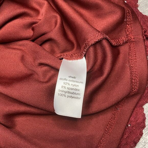 Maurices Woman’s 3X Red Lined Lace Gathered Waist Long Sleeve Blouse - Picture 8 of 9